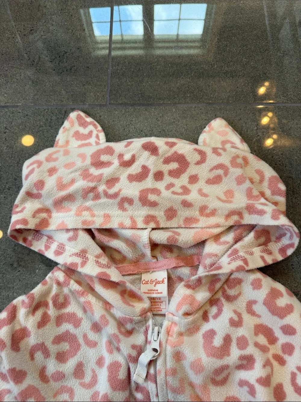 Cat & Jack Pink Leopard Hooded Pajamas